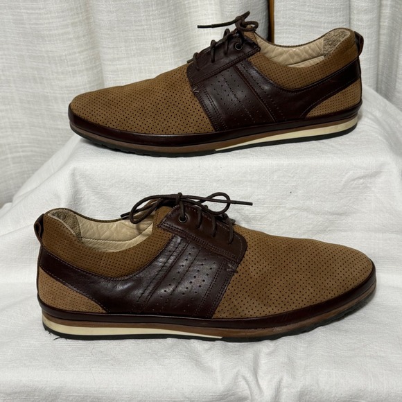 Greyder Men Brown Suede Leather Perforated Lace Up Oxford Dress Shoes‎ Size 10US